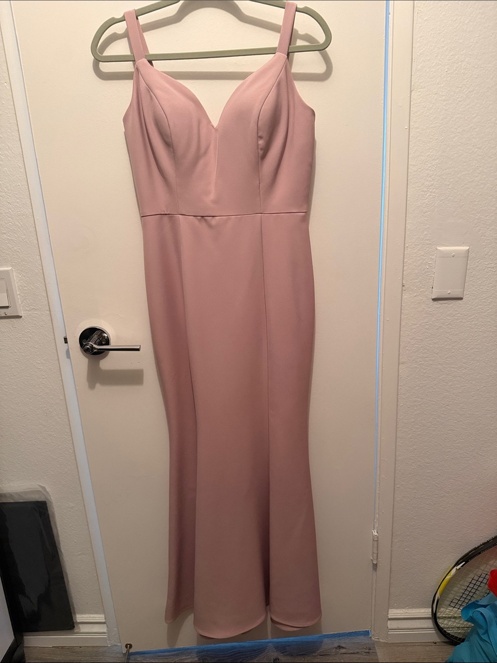 Blush Pink Maxi Dress with Sweetheart Neckline